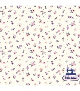 Bomuldsjersey 220 g/m² Økotex – mini blomster på lys bund – digitalprint
