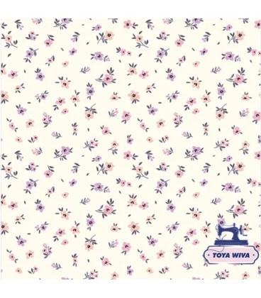 Bomuldsjersey 220 g/m² Økotex – mini blomster på lys bund – digitalprint
