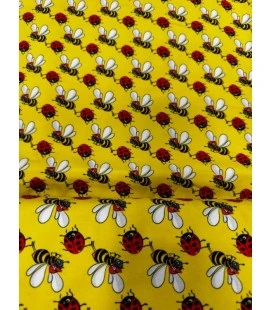 gul med mariehøner og bier