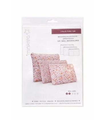 Minikrea 124 - Lynlås Pung - Zipper Pouch - Symønster Small, Medium & Large