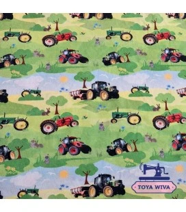Bomuldsjersey Traktorland – Digitalprint Økotex