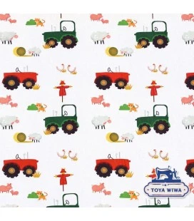 Bomuldsjersey Bondegårdstraktorer – Digitalprint Økotex