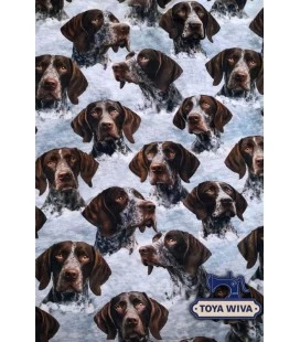 Digitalprintet bomuldsjersey med flotte jagthunde