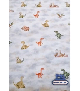 Digitalprintet bomuldsjersey med søde dinosaurer