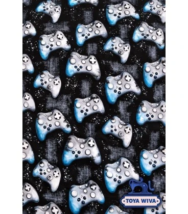 Digitalprintet bomuldsjersey med gaming controllere