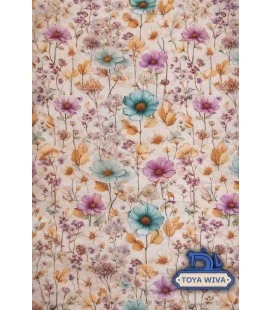 Digitalprintet bomuldsjersey med fine blomster på lys baggrund