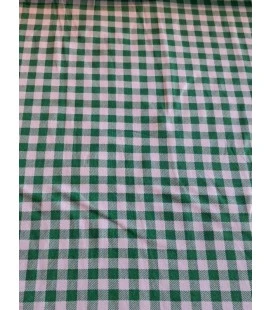 Bomuldsjersey grøn og hvid tern