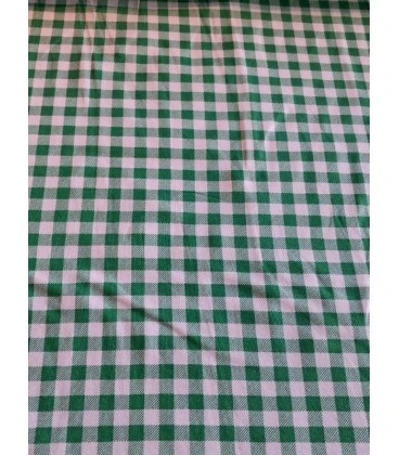 Bomuldsjersey grøn og hvid tern