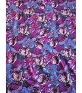 Bomuldsjersey med lilla blomster