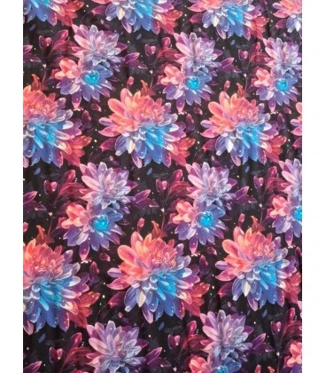 Bomuldsjersey med multifarvede blomster