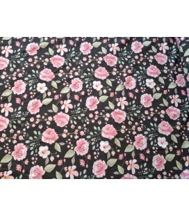 Bomuldsjersey lyserøde blomster – Økotex