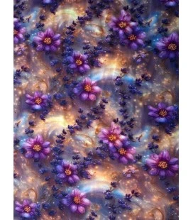 Bomuldsjersey lilla blomster print