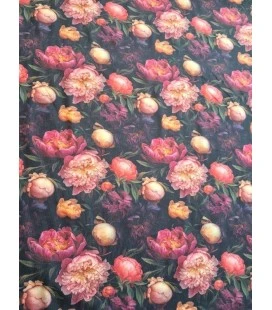 Bomuldsjersey med pæoner blomsterprint