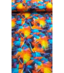 Bomuldsjersey lyn og farverige skyer