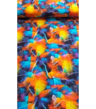 Bomuldsjersey lyn og farverige skyer