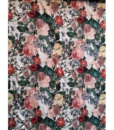 Bomuldsjersey med vintage blomsterbuketter