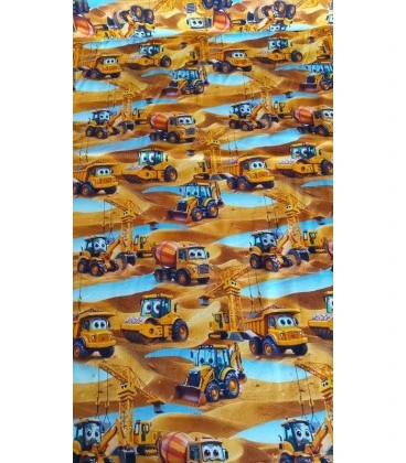 Bomuldsjersey med byggeplads maskiner