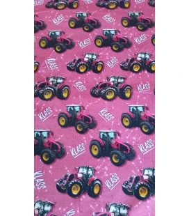 Bomuldsjersey med pink traktorer KLASS