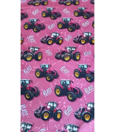 Bomuldsjersey med pink traktorer KLASS