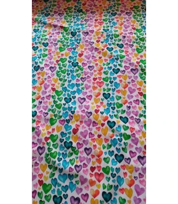 Bomuldsjersey med farverige akvarel hjerter