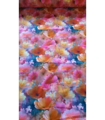 Bomuldsjersey Akvarel Blomster – Digitalprint Økotex