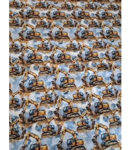 Digitalprintet bomuldsjersey med gravemaskiner