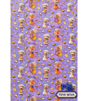 Digitalprintet bomuldsjersey med søde kokke mus