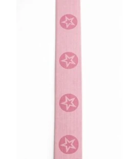 lyseroed undertoejselastik med pink stjerner 40mm elastik