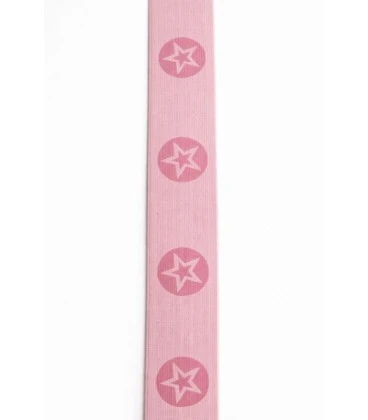 lyseroed undertoejselastik med pink stjerner 40mm elastik