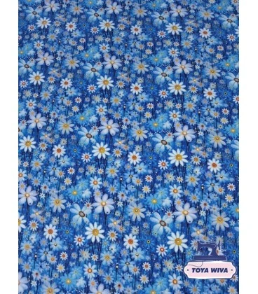 Bomuldsjersey – Blå blomstereng
