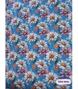 Bomuldsjersey – Farverige margueritter