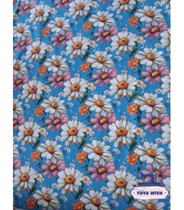Bomuldsjersey – Farverige margueritter