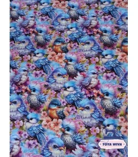 Bomuldsjersey – Farverige fugle