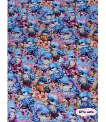 Bomuldsjersey – Farverige fugle