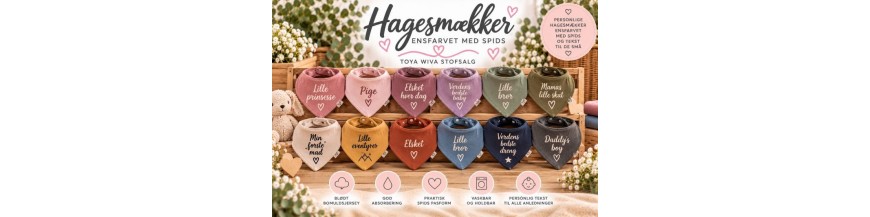 Hjemmesyet hagesmæk med tekst og spids