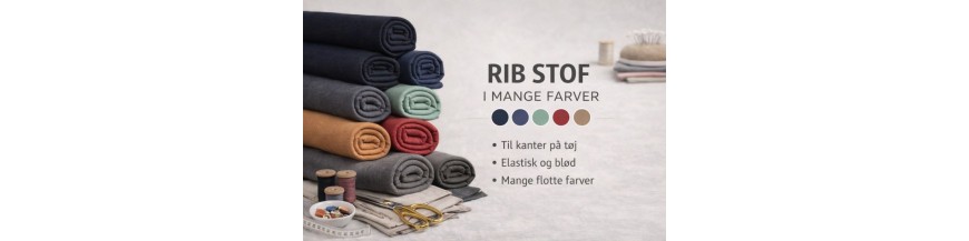 Rib stof i mange farver – rundstrikket rib til kanter og tøj
